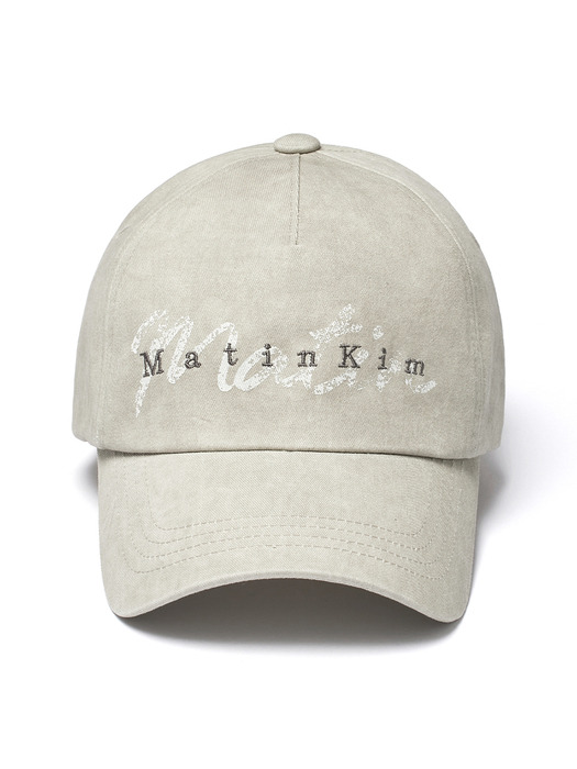 COTTON WASHED CRACK LOGO BALL CAP IN BEIGE - Image 1