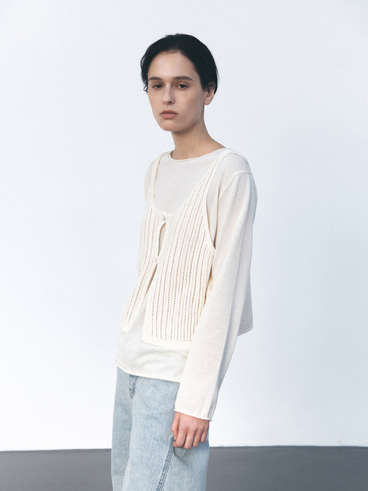 TVS NETTING LAYERD KNIT TOP_3COLORS