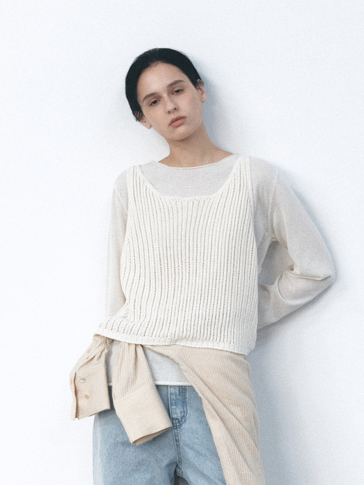 TVS NETTING LAYERD KNIT TOP_3COLORS