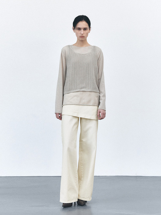 TVS NETTING LAYERD KNIT TOP_3COLORS