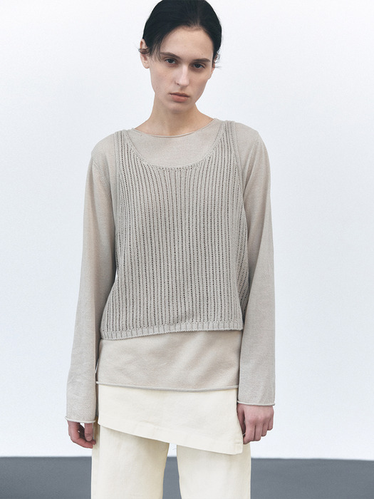 TVS NETTING LAYERD KNIT TOP_3COLORS