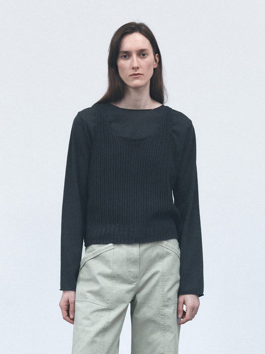 TVS NETTING LAYERD KNIT TOP_3COLORS