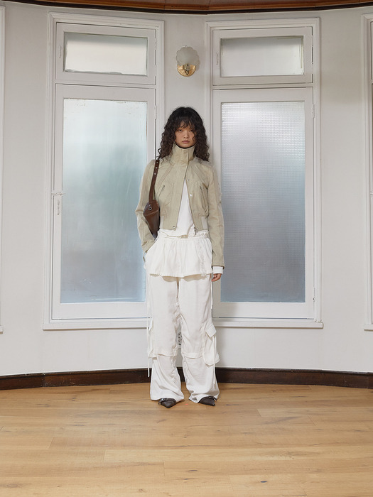 ROUGH PATCHWORK LAYERED SKIRT IN WHITE - Image 2