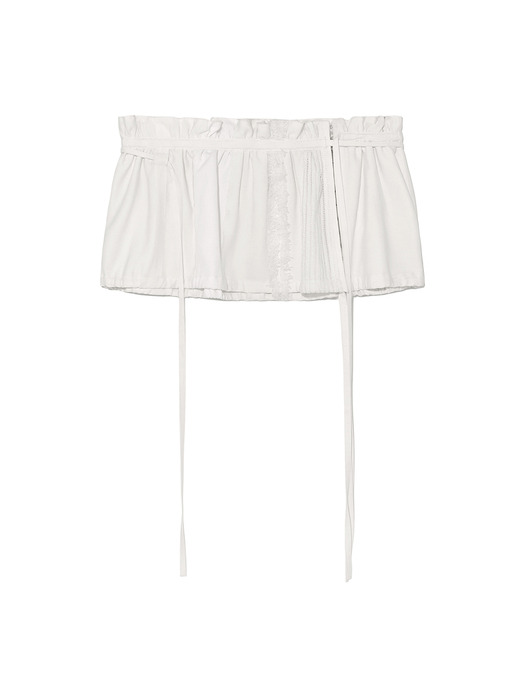 ROUGH PATCHWORK LAYERED SKIRT IN WHITE - Image 1