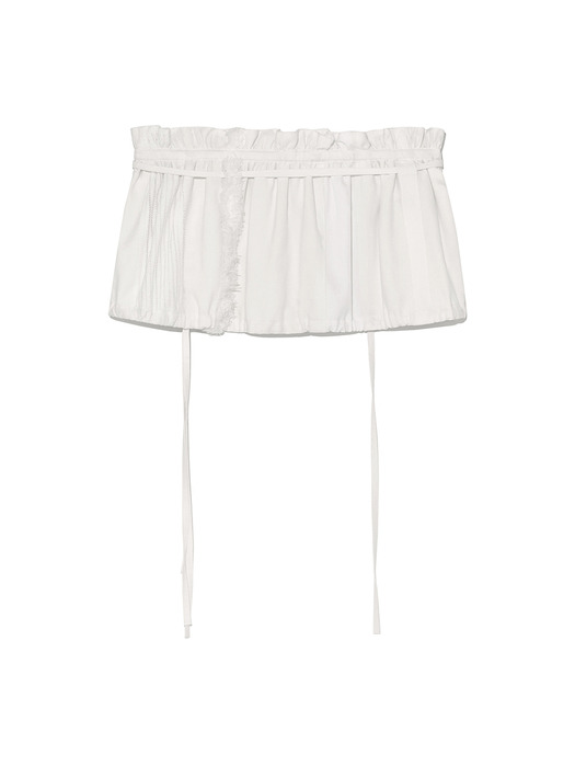 ROUGH PATCHWORK LAYERED SKIRT IN WHITE - Image 3