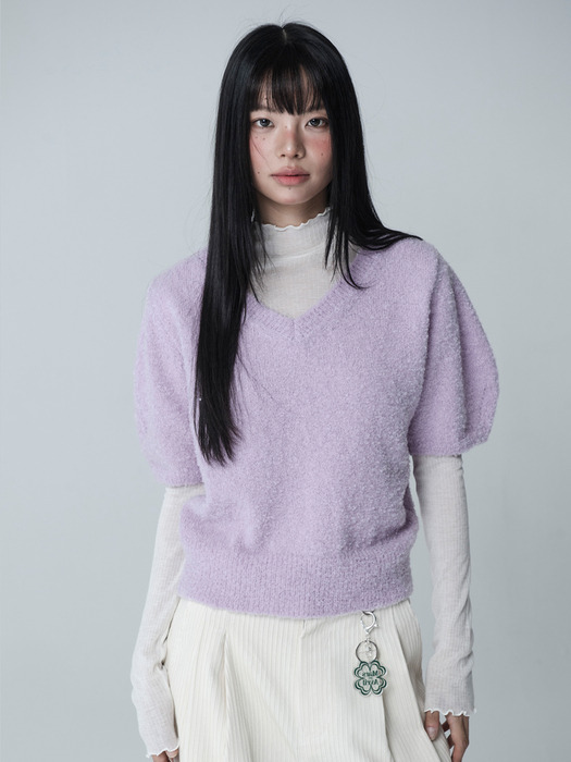 POODLE MOOD V-NECK KNIT TIE SET_LAVENDER PURPLE