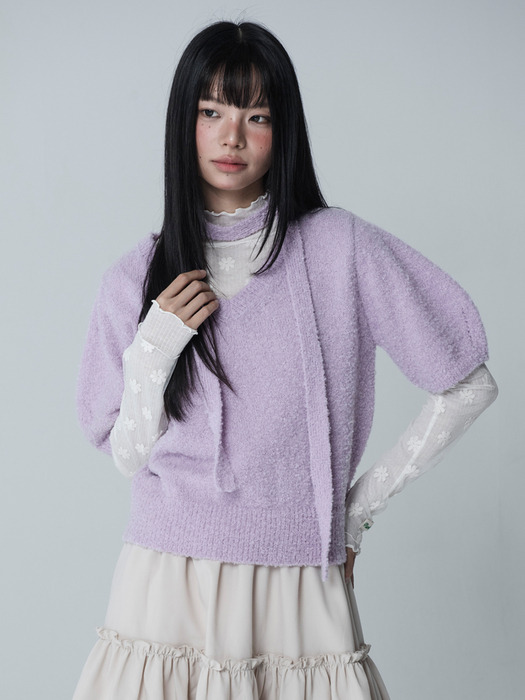 POODLE MOOD V-NECK KNIT TIE SET_LAVENDER PURPLE