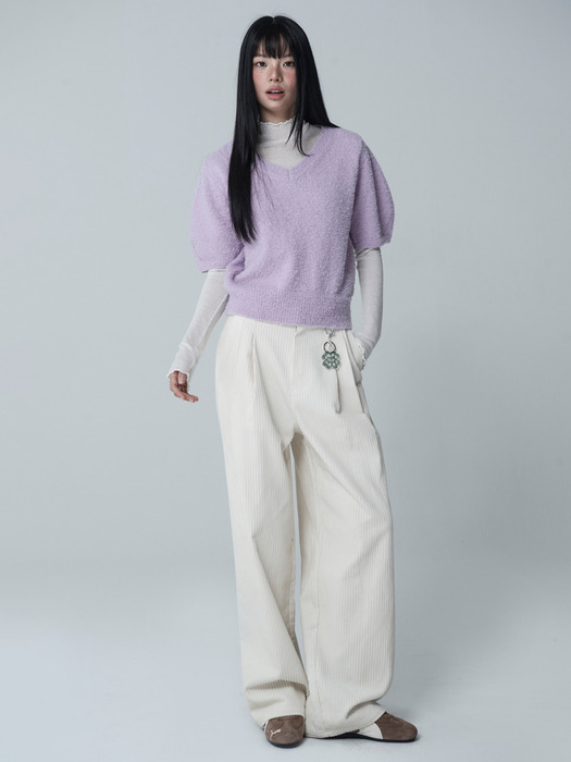 POODLE MOOD V-NECK KNIT TIE SET_LAVENDER PURPLE