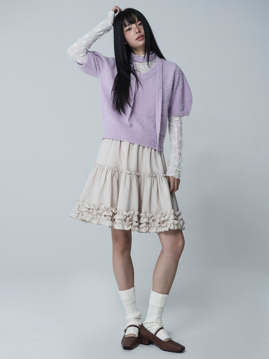 POODLE MOOD V-NECK KNIT TIE SET_LAVENDER PURPLE