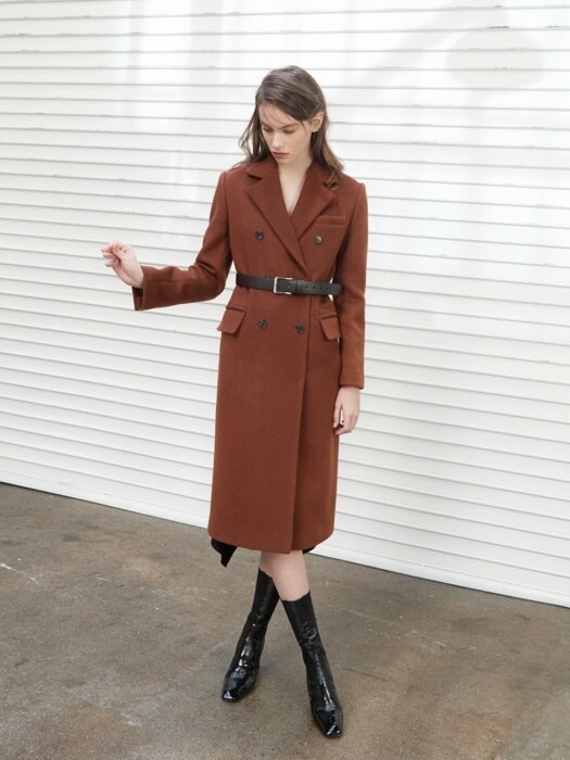 BELTED TAILORED COAT BROWN
