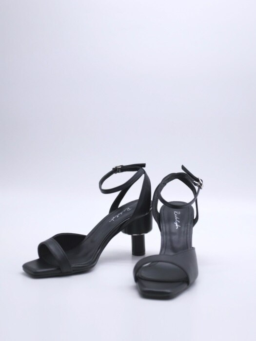 ASYMMETRY ANKLE STRAP 70 SANDALS IN BLACK LEATHER