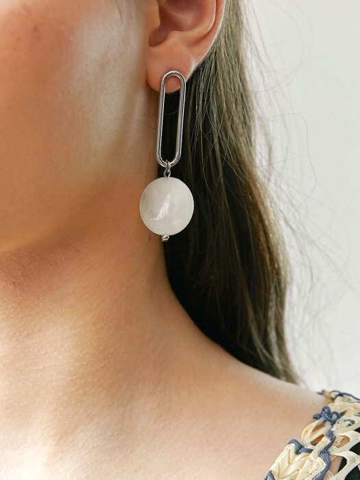 pebble sand long hoop earring
