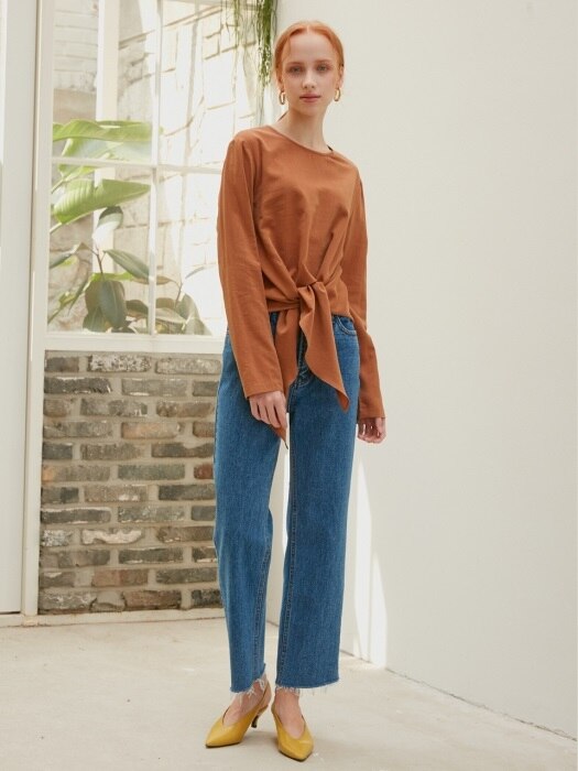 KNOTED BLOUSE_BROWN