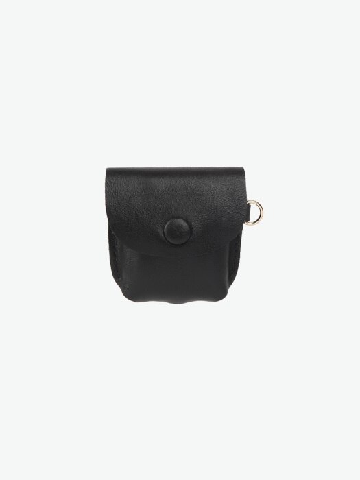 [리퍼브]Button Shoulder AirPods Leather Case Black
