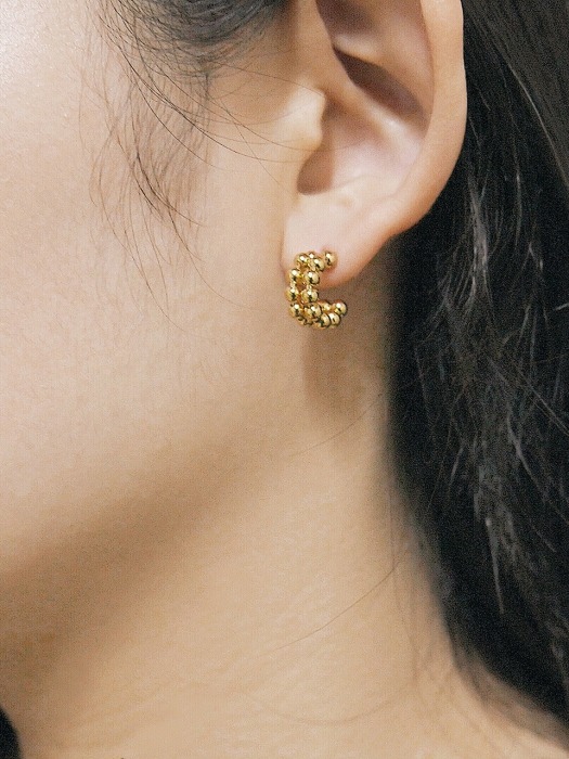 TWIN BALL HOOP EARRING