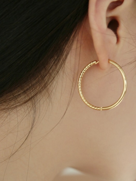 half detail ring earrings (2colors)