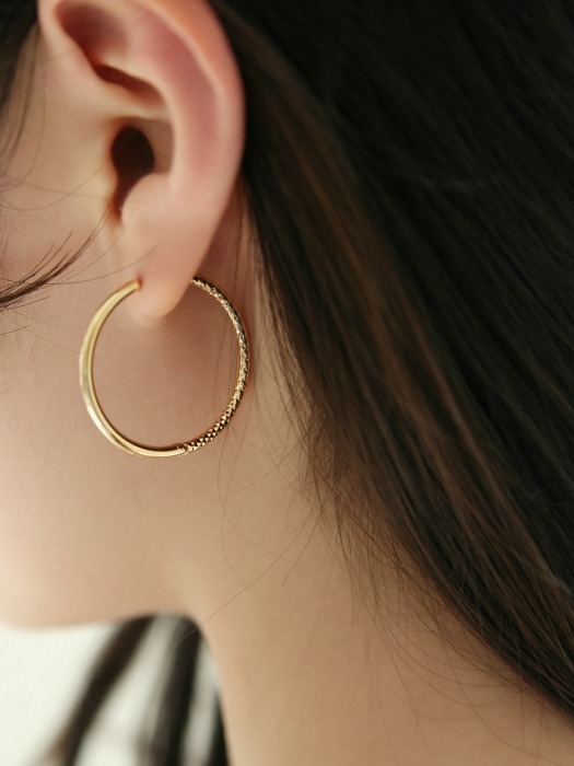 half detail ring earrings (2colors)