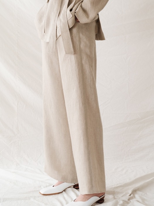 linen wide pants (beige)