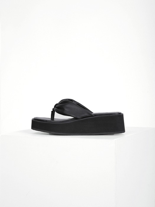 SHIRRING FLIP-FLOP - BLACK