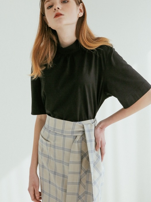 DIAGONAL H-LINE CHECK SKIRT BEIGE