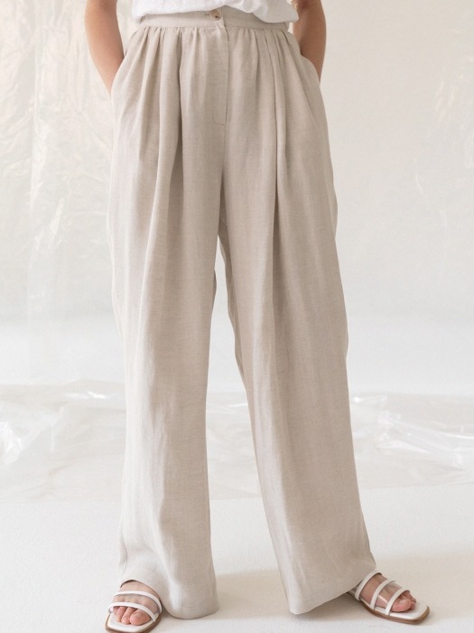 19LE linen wrinkle pants (oatmeal)