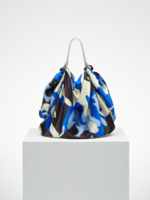 Blue Camouflage Printed Silk Elizabeth Bag