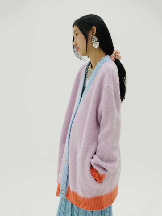 [BC19AWKN01] COLOR COMBINATION KNIT CARDIGAN