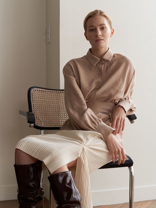 Puff wrap shirt - beige