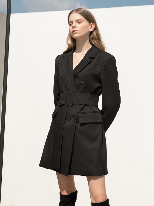 Black Jacket Belt Dress