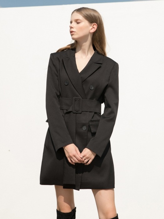 Black Jacket Belt Dress