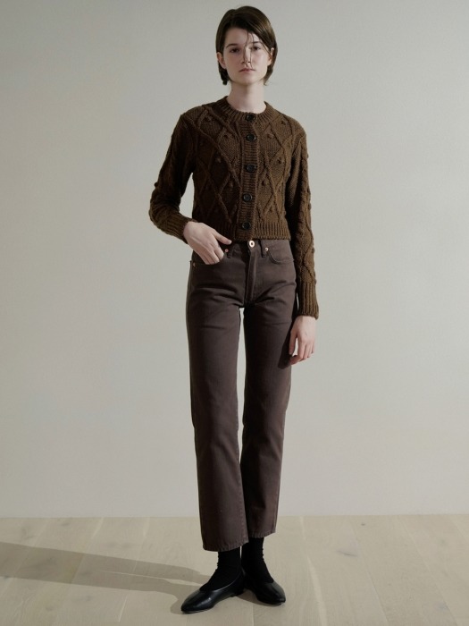 Straight fit cotton pants (Deep brown)