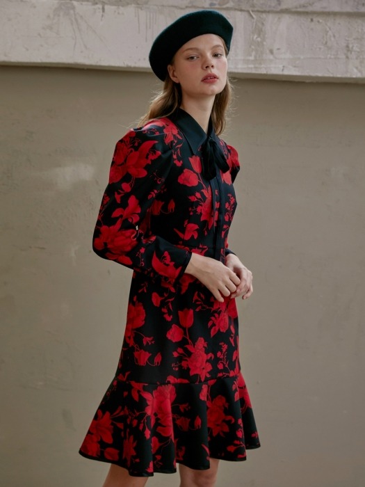 Romantic red floral dress