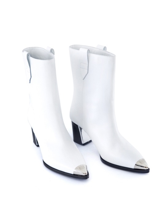 Toe Cap Middle Boots (WHITE)