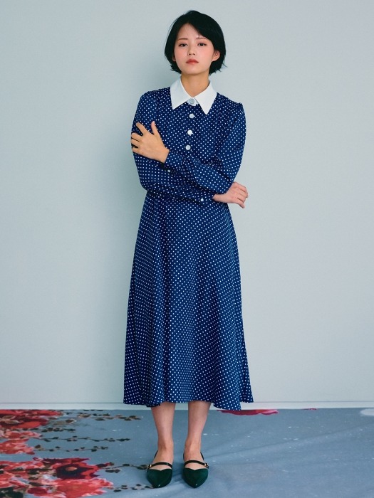 COLORATION COLLAR ONE-PIECE CHECK BLUE