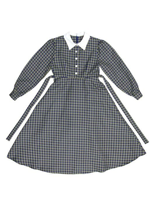 COLORATION COLLAR ONE-PIECE CHECK BLUE