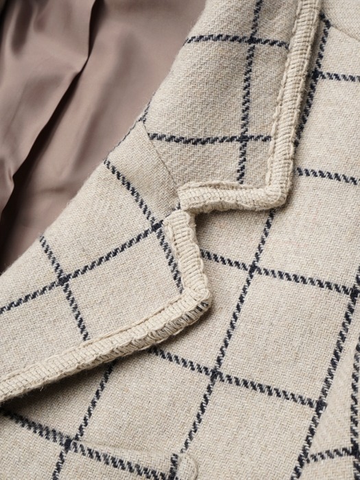 BANTS Tweed Wool Check Single Jacket - Beige