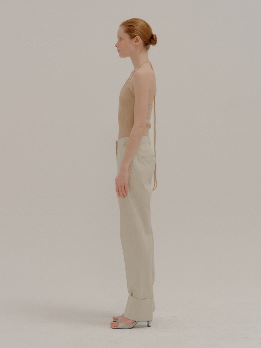 PEPSI Straight-fit Cuffed Pants Beige