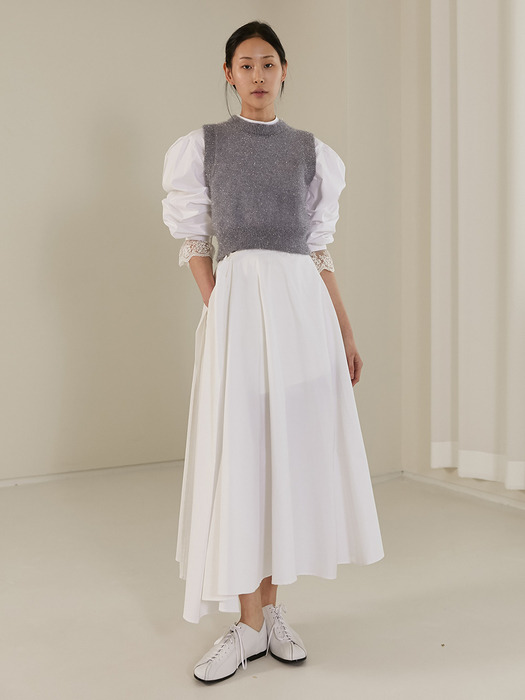 [TC20SSSK01] LAYERED FLARE WRAP SKIRT [WHITE]