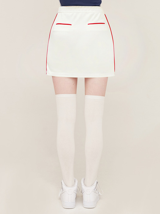 PIPING POINT TRACK SKIRT_white