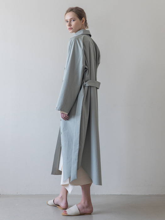 Trench Belted Shirts Long Dress_Pale Mint