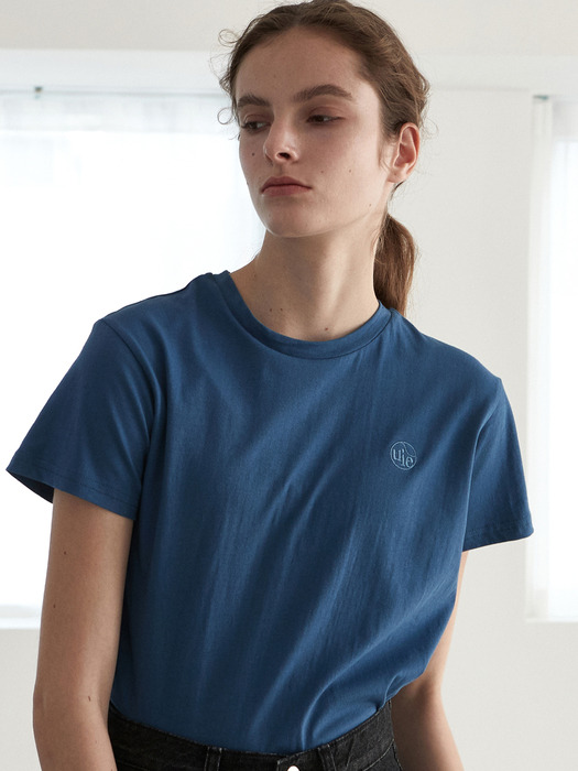 ouie316 slim signature logo T-shirts (blue)