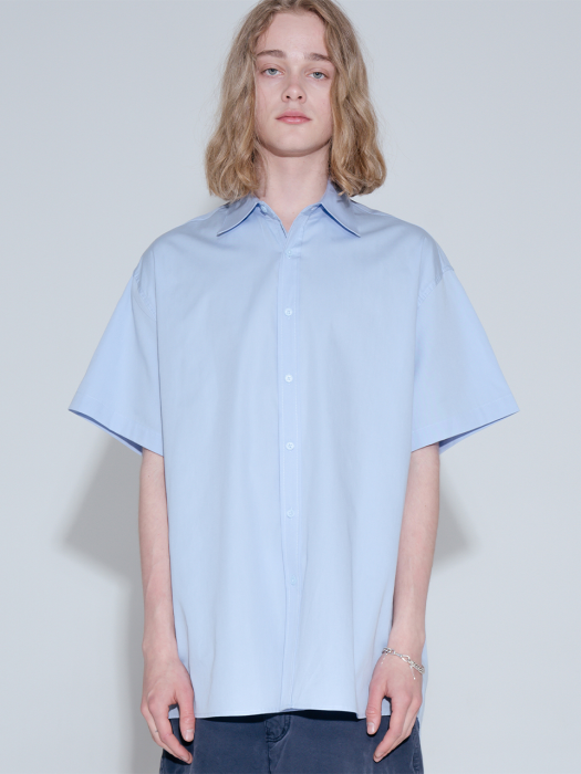 [프리미엄] Overfit basic half shirt_blue