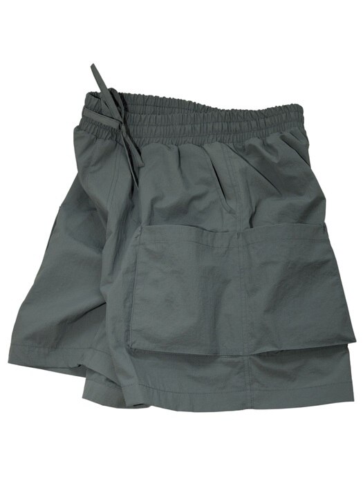 Double Pocket Banding Shorts_Charcoal