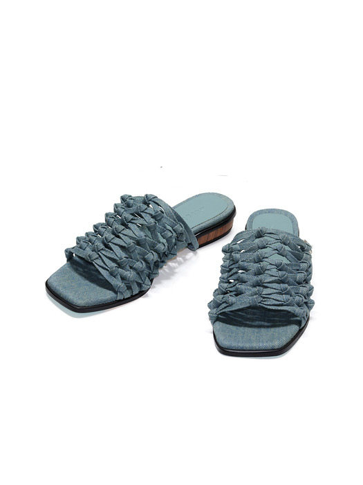 WEAVE SANDAL FLAT _ BLUEGRAY