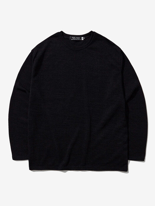 (Unisex)Mir Half Knit Round T-shirt_BLACK