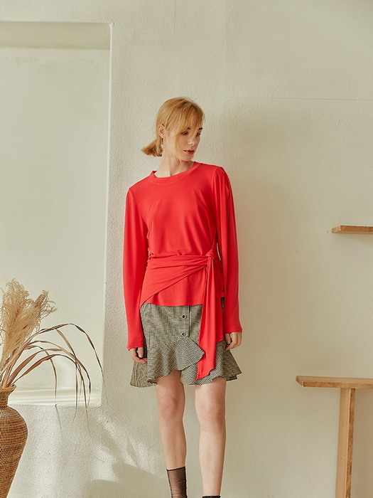 Wrap jersey top _ Red