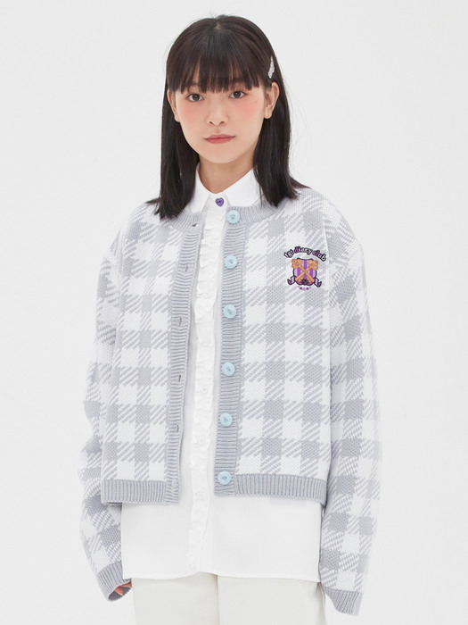 GINGHAM CHECK CARDIGAN_LIGHT BLUE