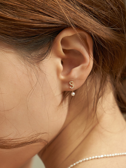 [2SET] Initial pearl earjacket earring SET_SE0135