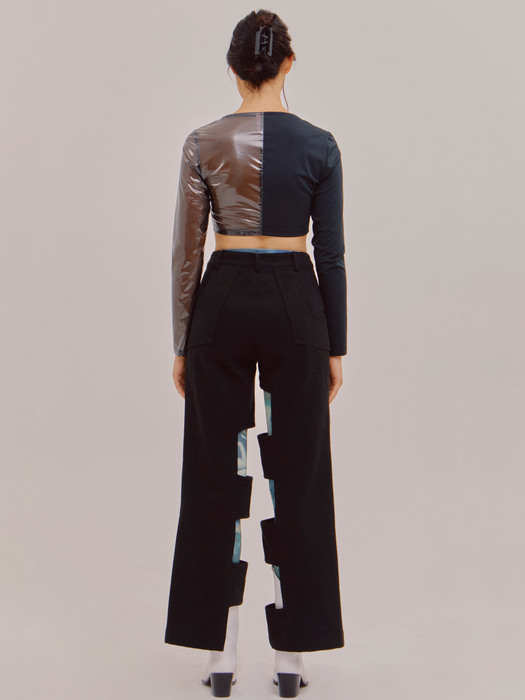 SLIT SIGNATURE WIDE PANTS BLACK