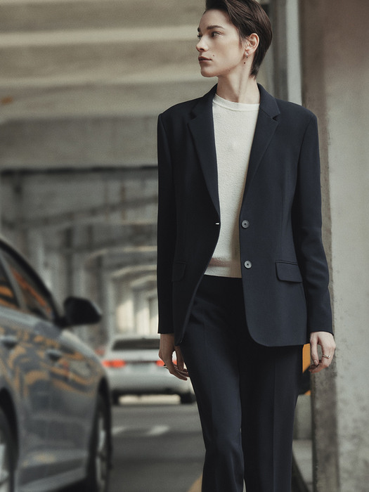 [Drama Signature] Two-button Blazer + Straight Trousers SET (NAVY)